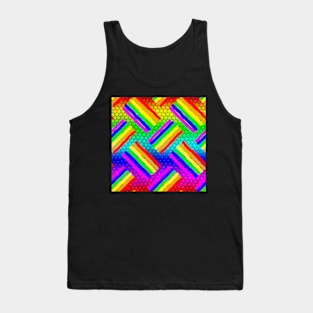 Rainbow Lizard Skin & Rainbow Rought Stripes Thatched Tank Top